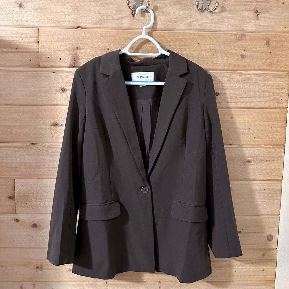 Glassons Relaxed Button Front Blazer in Susan Soil Brown NWOT - Picture 2 of 7